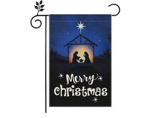 lot 31215 image: Merry Christmas Decorative Garden Flag - Double-Sided Happy Xmas Yard Flag Winter Garden Yard Decorations, Seasonal Outdoor Flag 12 X 18 Inch