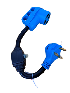 lot 31222 image: 50A to 30A RV Adapter & Surge Protector for Campers, Trailers - NEMA 14-50P to TT-30R Plug with Circuit Breaker, ETL-Listed (30A50A Electrical Hookups, 18.5 (30 Amp to 110 Volt)