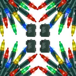 lot 3019 image: TW SHINE Battery Operated Christmas Lights, 4 Pack Total 200 LED 64 FT Battery Operated String Lights with 8 Modes, Xmas Lights for Outdoor Indoor Wedding Party Home Decorations, Multi Color - Retail $32