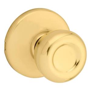 lot 3026 image: Kwikset Tylo Interior Passage Door Knob, Handle For Closet and Hallway Doors, Non-Locking Doorknob in Polished Brass