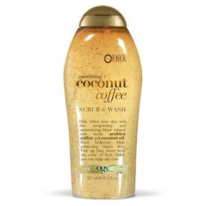 lot 3082 image: OGX Smoothing  Coconut Coffee Exfoliating Body Scrub with Arabica Coffee & Coconut Oil, Moisturizing Body Wash for Dry Skin, Paraben-Free with Sulfate-Free Surfactants, 19.5 Fl Oz