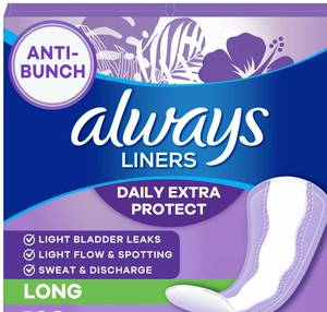 lot 3110 image: Always Daily Extra Protect Liners, Long Length, Unscented Panty Liners, 54 Count