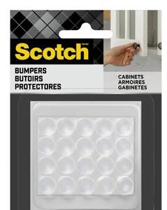 lot 3117 image: Scotch Clear Adhesive Bumper Pads 20 PCS, Self-Stick Rubber Pads 12 Round, Cabinet Door Rubber Bumpers, Designed to Protect Cabinets and Drawers, Sound Dampening, Transparent (SP951-NA)