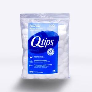lot 3131 image: Q-Tips Super Jumbo Cotton Balls for Beauty, First Aid and Baby Care, 100% Thick Cotton, 100 Count