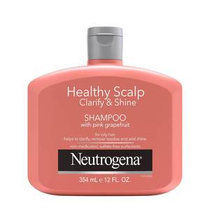 lot 3203 image: Neutrogena Exfoliating Healthy Scalp Clarifying Shampoo for Oily Hair & Scalp, Pink Grapefruit pH-Balanced Anti-Residue Formula Adds Shine, Sulfate, Paraben & Phthalate-Free, Color-Safe, 12 Fl Oz