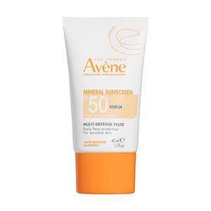 lot 3249 image: Avene Mineral Sunscreen Multi-Defense Fluid Tinted SPF 50, Clean Formula Sunscreen for Sensitive Skin, Reef Friendly, Natural Tint, Non-Whitening, Antioxidant Protection, 1.3 Fl Oz - Retail $36
