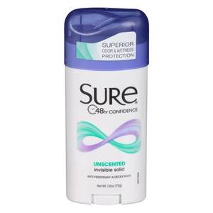 lot 3300 image: SURE, Antiperspirant Deodorant, Solid, Unscented, 2.6 Ounce