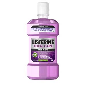 lot 3313 image: Listerine Total Care Alcohol-Free Anticavity Fluoride Mouthwash, 6 Benefit Oral Rinse to Help Kill 99.9% of Germs That Cause Bad Breath, Strengthen Enamel, Fresh Mint Flavor, 1 L