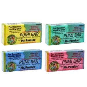 lot 3330 image: Mr. Pumice Callus Remover PUMI Bar Pedicure Stone & FootHeel Scrubber - Medium Grit (Assorted Colors) 4 Pack