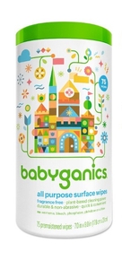 lot 3333 image: BabyGanics All-Purpose Surface Wipes, Unscented, 75 Count