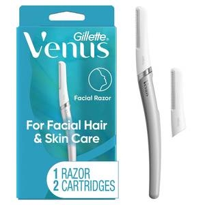 lot 3341 image: Gillette Venus Dermaplaning Tool, 2 Blade Refills, Exfoliating Face Razors for Women, Eyebrow and Facial Dermaplane Razor