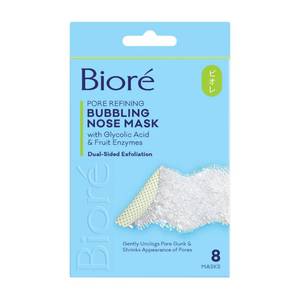 lot 3450 image: Biore Pore Refining Bubbling Nose Mask, Glycolic Acid and Hyaluronic Acid Exfoliant for Face, Pore Cleansing Mask, 8 Ct