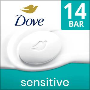 lot 3451 image: Dove Beauty Bar More Moisturizing Than Bar Soap for Softer Skin, Fragrance-Free, Hypoallergenic Beauty Bar Sensitive Skin With Gentle Cleanser 3.75 oz 14 Bars