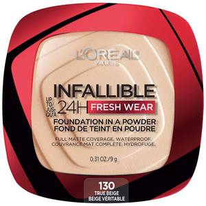 lot 3465 image: LOreal Paris Makeup Infallible Fresh Wear Foundation in a Powder, Up to 24H Wear, Waterproof, True Beige, 0.31 oz.