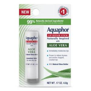 lot 3466 image: Aquaphor Naturally Inspired Lip Repair Stick with Aloe Vera and Natural Shea Butter, Hydrating Lip Balm Immediately Relieves Dryness, 0.17 Oz Stick