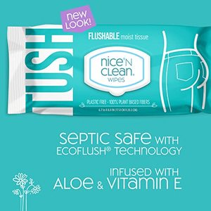lot 3493 image: Nice N Clean Adult Flushable Wipes (3 x 60 Count)  Personal Cleansing Wipes Made from Plant-Based Fibers  Infused with Aloe & Vitamin E