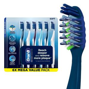 lot 3505 image: Oral-B Pro Clean Cross Action Toothbrushes, Deep Plaque Removal, 6 Count