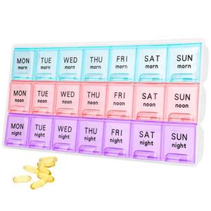 lot 3529 image: Large Weekly Pill Organizer 3 Times A Day,Travel Pill Cases Moisture-Proof 7 Day Pill Contaner,Medicine Pill Organizer, Portable for Pills Vitamin Fish Oil Supplements