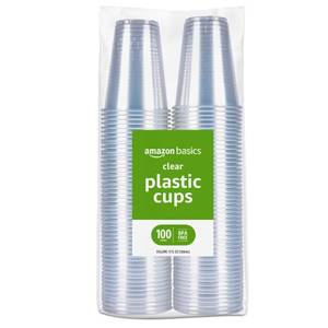 lot 3580 image: Amazon Basics Small Disposable Clear Plastic Cups, 9oz, 100 Count