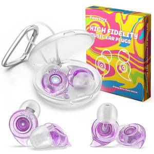lot 3586 image: Concert Ear Plugs, 2 Pairs High Fidelity Ear Plugs with Acoustic Filter&nbsp NRR of 22 and 24dB Noise Reduction for Festival, Nightclub, DJs, Musicians, Noisy Workplace(Purple)