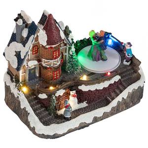 lot 1731 image: Alpine Corporation 6 Tall Indoor Animated Christmas Village with Dancing Ice Skaters and Multicolor LED Lights, Tabletop Christmas Decoration