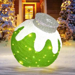 lot 1761 image: BRIGHTDECK Outdoor Christmas Ornaments, Lighted Pop-Up Outdoor Holiday Ball Decoration with 80 LED Lights, 8 Light Modes, Lighted Collapsible Holiday Decorations for Yard, Home (Green)