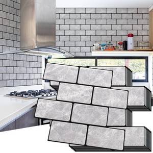 lot 2004 image: Art3d Peel and Stick Backsplash, 10-Pack Thickened Stick on Subway Tiles, Faux Ceramic Tiles for Kitchen, Bathroom, Jade Marble
