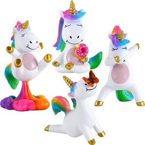 lot 2006 image: Mood Lab Miniature Unicorn Figurines Set - Funny Mini Statue Kit of 4 pcs - Unicorn Fairy Garden Accessories