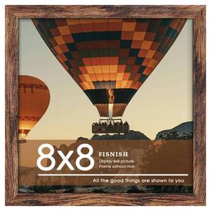 lot 2042 image: Fisnish 8x8 Picture Frame, Wall Hanging Square Gallery Photo Frame or Tabletop Display Frame, Brown