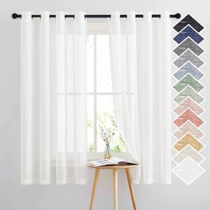 lot 2053 image: NICETOWN Linen Sheer Curtains Flax Textured, Grommet Top Casual 63 Long Thick Semitransparent Flax Sheer Window Treatment for LoftApartment, Ivory, 1 Panel  52 W, Sold by 2 Panels