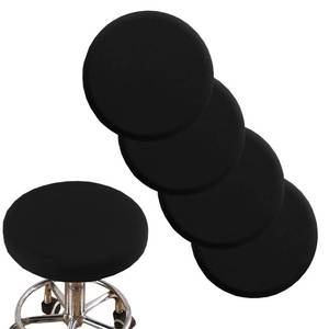 lot 2059 image: ANWUCHEN Stool Covers - 4 Soft Bar Stool Seat Covers, Elastic Slipcover for 13-18 Inch Round WoodenMetal Chairs (Black)