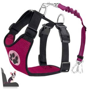 lot 2061 image: Lukovee Dog Seat Belt for Car, Adjustable Dog Car Harness for Large Medium Small Dogs, Soft Padded & Breathable Mesh Dog Seatbelt with Car Strap and Carabiner(Rose Double Clip,X-Small)