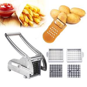 lot 2068 image: Azooken French Fry Cutter, 2-blade Potato Slicer No-Slip Suction Base Stainless Steel French Fry Cutter with 1 Peeler, Perfect for Potatoes, French Fries, Cucumber,Vegetables Carrot