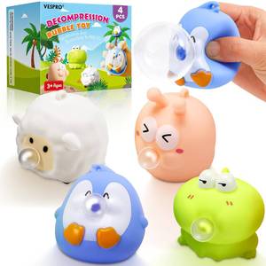 lot 2070 image: 4 Pack Cute Squishy Fidget Toys, Animal Spit Bubbles Stress Relief Toy, Squishies Toys for Kids and Adults, Party Favors, Easter Basket Stuffers, Goodie Bag Stuffers and Stocking Stuffers
