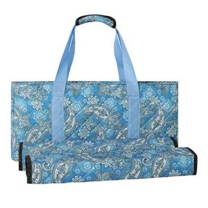 lot 2072 image: GUSTARIA Empty Mahjong Bag,Blue Printed American Mahjong Bag with Two Wrappers (Case Only)