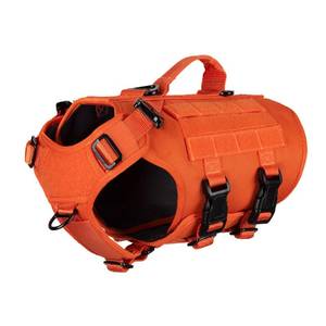 lot 2082 image: ICEFANG GN3 Tactical Dog Harness with 6X Buckle,Dog Molle Vest with Handle,34 Body, Hook and Loop Panel for ID Patch,No Pulling Front Clip (S (Neck 14-18 Chest 22-27), Safety Orange)