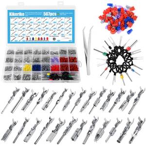 lot 2105 image: Connector Pins Kit 567Pcs 26 Types - 11.51.82.22.83.5mm Automotive Terminal Pin 22-12 Gauge Car Electrical Male & Female Wire Pins, Wire Seals, Repinning Kit