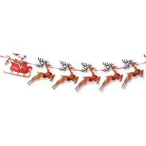lot 2107 image: 9 PCS Christmas Paper Banners Flags Santa and Reindeers Bunting Garlands for Door Wall Window Hanging Decoration Christmas Party Favor Supplies