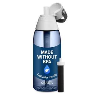 lot 2118 image: Brita Hard-Sided Plastic Premium Filtering Water Bottle, BPA-Free, Reusable, Replaces 300 Plastic Water Bottles, Filter Lasts 2 Months or 40 Gallons, Includes 1 Filter, Night Sky - 36 oz.