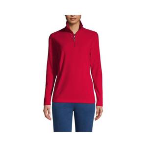 lot 2119 image: Lands End Womens Anyweather Quarter Zip Fleece Pullover Rich Red Tall Large