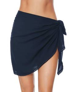lot 2126 image: Lecieldusoir Womens Sarong Coverups Short Bathing Suit Wrap Skirt Beach Wrap Swimsuit Cover Ups (Navy Blue, Medium)