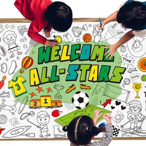 lot 2130 image: Affrolling Giant Coloring Poster for Classroom Wall Versatile 31.5X 72 Inches Jumbo Coloring Tablecloth Books Crafts Activities Gifts for Classroom Home Birthday Party Supplies Favor(Sport)
