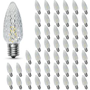 lot 2152 image: 50PACK C9 Christmas Lights LED Replacement Bulbs��Shatterproof & Waterproof Plastic C9 Led Bulbs for Outdoor String Lights, E17 Base, 0.6W Equivalent to 7W, Warm White 2700K, 50LM Holiday Decoration