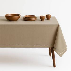 lot 2159 image: HEIRLOOM COMFORT Beige Tablecloth, 100% Cotton Table Cover 60x102 Inch, Fits 8-10 Seats, Soft, Durable, Washable, Wrinkle Resistant, Rectangle Table Cloth for Dining, Home Decor, Dinner, Everyday Use