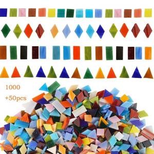 lot 2162 image: Lanyani 1050 Pieces Mixed Shapes Glass Mosaic Tiles for Crafts, Colorful Stained Glass Pieces for Mosaic Projects