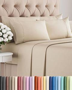 lot 2169 image: King 6 Piece Sheet Set - Cooling, Comfy & Breathable - Hotel Luxury Bedding, Includes Fitted Sheet for Women, Men, Kids and Teens - 1 Flat, 1 Fitted Sheet, 4 Pillowcases with Deep Pockets - Wheat