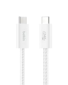lot 2177 image: Belkin USB C to USB C Cable, 3.3ft, 240W - Type C Charger, iPhone Charger Cord, Soft, Braided, Flexible for iPhone 17, Galaxy S25, Pixel 9, MacBook, Chromebook, iPad Pro, Switch Steam Deck �� White