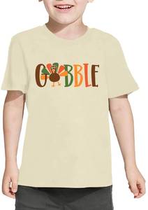 lot 2178 image: CAZYCHILD Toddler Thanksgiving Shirt for Boys Girls Turkey Shirts Gobble Till You Wobble T-Shirt Thankful Grateful Tops Cream120