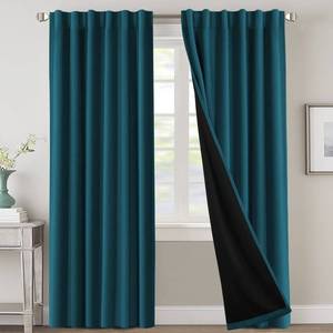 lot 3705 image: H.VERSAILTEX 100% Blackout Curtains for Bedroom with Black Liner Full Room Darkening Curtains 84 Inches Long Thermal Insulated Back TabRod Pocket Window Drapes for Living Room, 2 Panels, Dark Teal