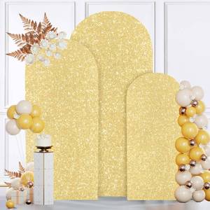 lot 3715 image: MODFUNS 4ft 5ft 6ft Sequin Arch Cover Gold Wedding Arch Cover Set of 3 Metallic Arch Covers Fitted Spandex Arched Stand Covers 2-Sided Use Arched Backdrop Fabric for Wedding Ceremony Reception